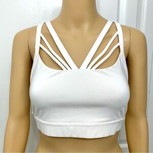 Cream Geometric Strap Sports Bra Intimates